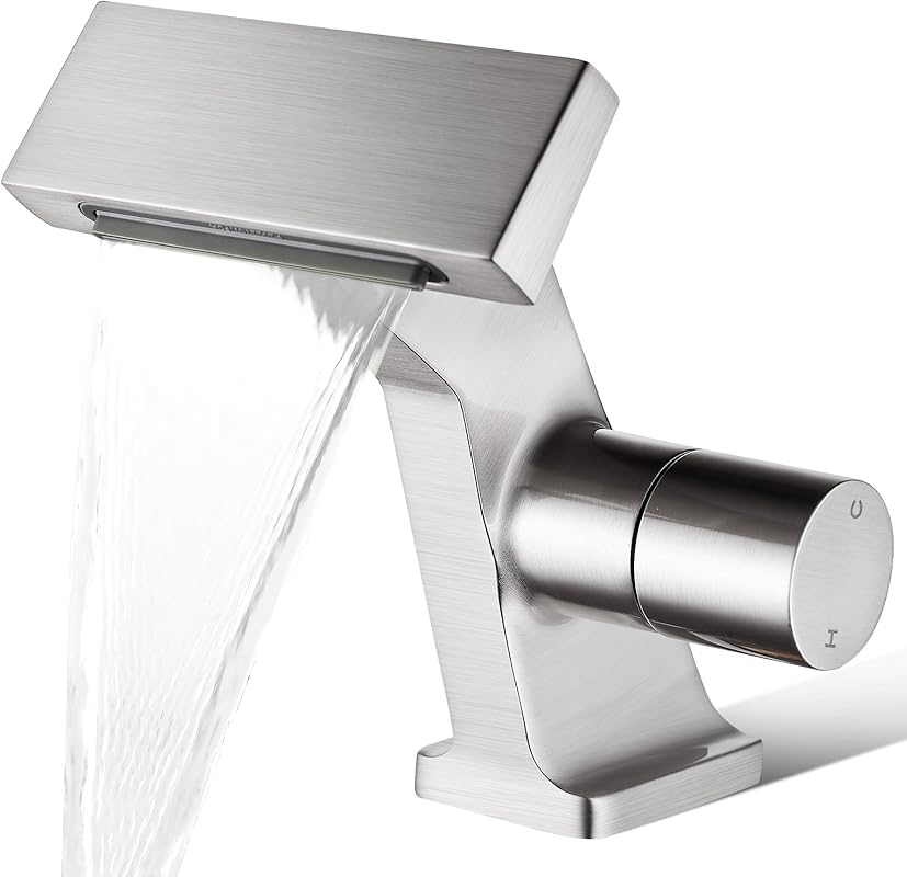 BAKALA Bathroom Faucets Brushed Waterfall Lavatory